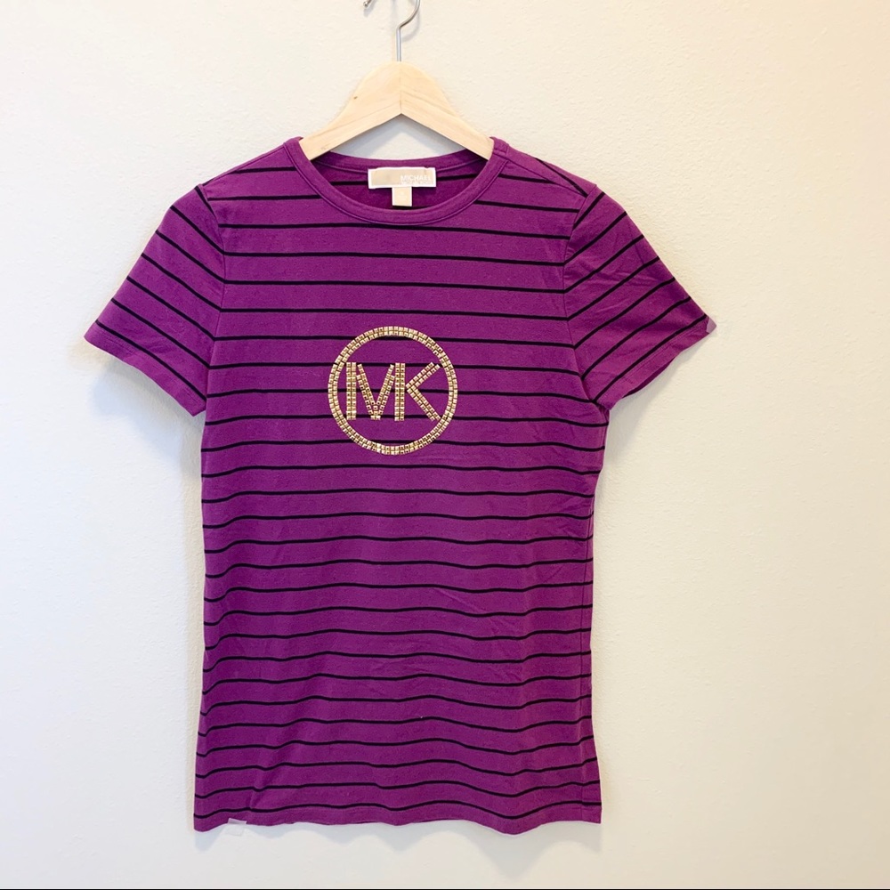 Michael Kors Cotton T shirt Studded  Logo Purple
